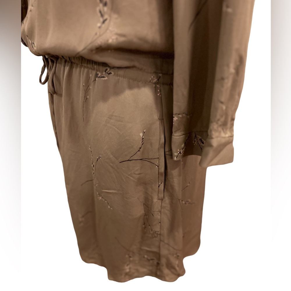 Artiza Babaton Bennett silk shirt dress floral Taupe tie waist size medium - Picture 5 of 11